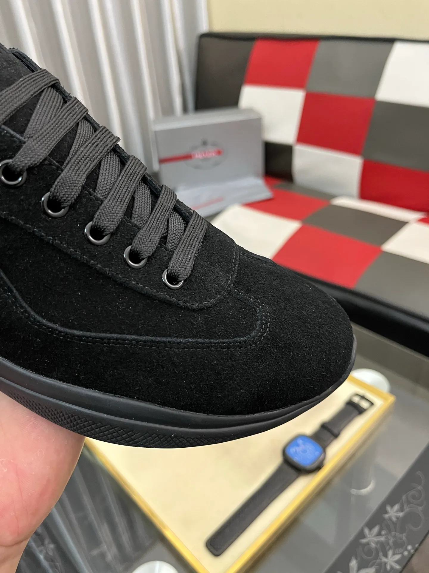 Men's shoes 💰400⌚️⌚️【PRADA】Prada casual shoes, originally developed 1:1, made of high-mercerized cowhide with imported cowhide, silk sheepskin lining, rubber outsole, comfortable and soft on the foot, size: 38-444️⃣Colors available